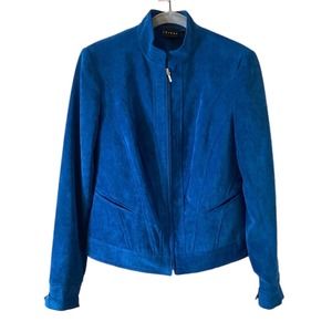 Tribal Sportswear Faux Suede Zip Jacket Size 4 Peacock Blue